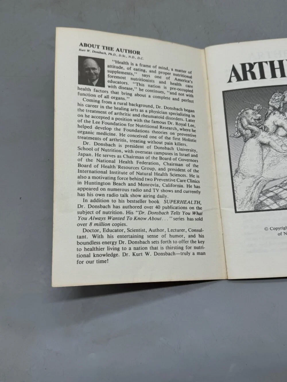 Vintage Dr Donsbach Arthritis Health Guide 1981 Medical Nutrition paperback Book